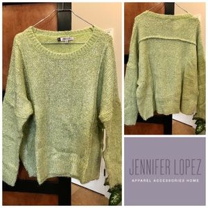 New Jennifer Lopez Gilded Glamour Green Metallic XL Sweater